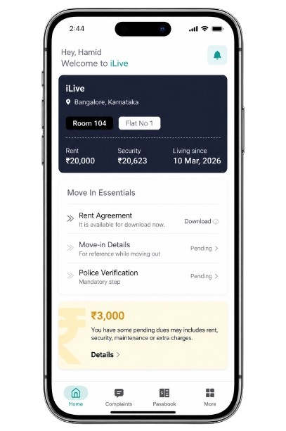 iLive mobile app for rent payments and complaints